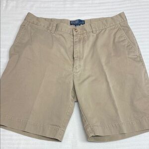 Ralph Lauren Shorts Prospect Flat Front Beige Tan Size 35 Inseam 9”